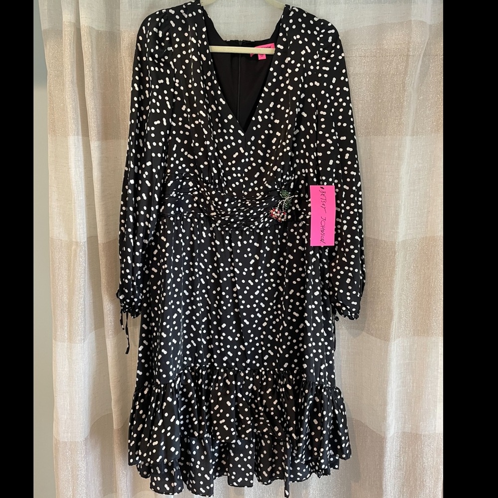Betsey Johnson high/low satin dress w/ cherry NWT